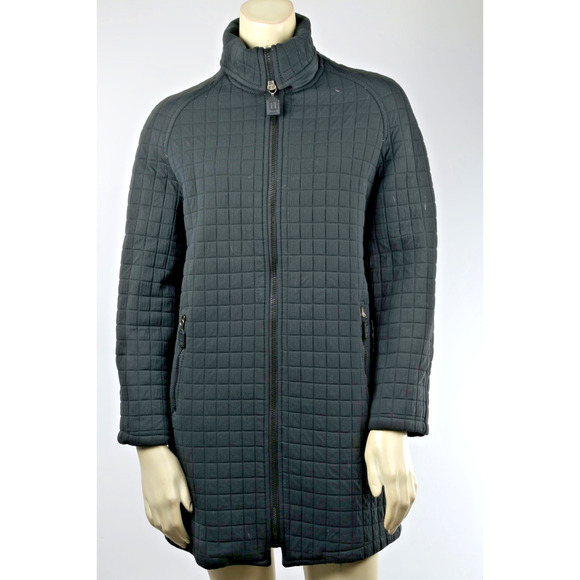 Vintage FENDI Jeans Roma Amor Black Quilted Zip Midi Jacket Size 42 - Picture 14 of 16